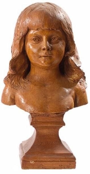 Renée de PONT-JEST-GUITRY (1858-1902)
Vania, buste de son fils Jean, 1887. Plâtre peint, légendé sur le socle Vania, signé et daté au dos « Renée Guitry 1887 ». Hauteur: 52 cm. Charmant buste de son fils Jean, né le 5 mars 1884 à Saint- Pétersbourg. Luxembourg 463.