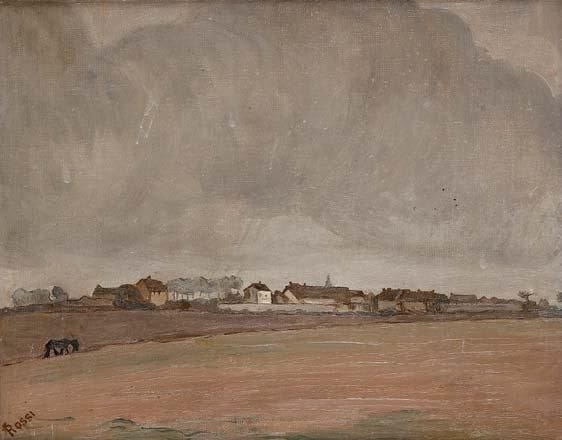 Joseph ROSSI (1892 - 1930)
Temps gris sur le village Huile sur toile. Signée en bas à gauche. 33 x 41 cm