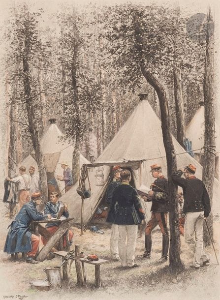 Édouard Detaille (1848-1912).
L’armée française
Texte de Jules Richard.
8 volumes in-folio.
Généraux et état-major, école, artillerie et génie, gendarmerie, administration, infanterie de ligne, chasseurs à pied, cavalerie (4), infanterie de marine, troupe armée d’Afrique (2).