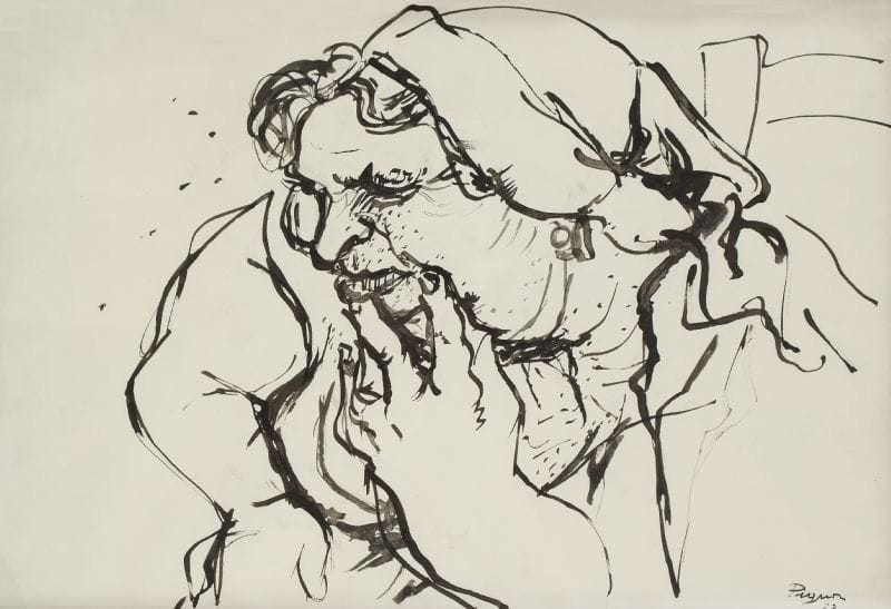 Edouard PIGNON (1905-1993)
Paysanne, 1962 Encre de chine. Signée et datée en bas à droite. 33 x 46 cm 