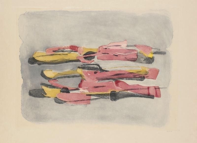 Jean FAUTRIER (1898-1964)
Paysage, vers 1962 Eau forte et aquatinte. Signée en bas à droite. Justifiée sur 10 en bas à gauche. 47.50 x 64 cm Catalogue Mason 269, catalogue Engelberts 1962/5 