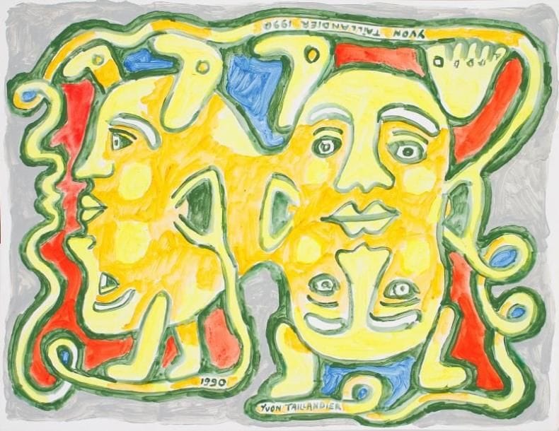 Yvon TAILLANDIER (né en 1926)
Personnages associées, 1990 Acrylique sur papier. Signée et datée deux fois en bas au milieu. 50 x 65 cm 