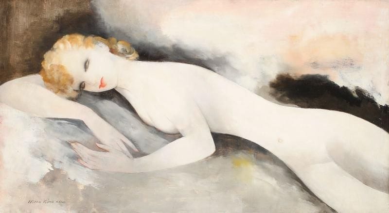 Micao KONO [japonais] (1900-1979)
Nu allongé, 1927 Huile sur toile. Signée et datée XXVII en bas à gauche. 50 x 90 cm.  Provenance : Galerie Aerts, Paris, octobre 1952. Expositions : - Salon d'Automne, Paris, 1927, n° 1237 du catalogue. - École de paris1920, Japon, Hokkaido, Tokyo, Akita, Hyogo et Kyoto, 2000/2001, n° 61 du catalogue, à la page 143.