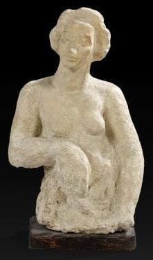 Tatiana a-Tann ALALOU-JONQUIERES (1902-1969)
Femme en buste. Plâtre original. Signée au dos. Petits accidents. 44 cm 