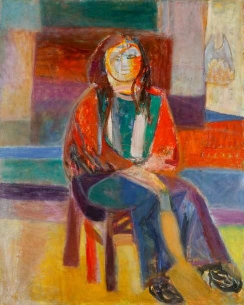 Lutka PINK (1906-1999)
Femme assise, 1974 Huile sur toile. Signée du cachet et datée au dos. 100 x 81 cm