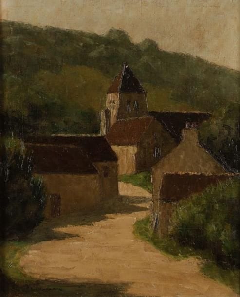 Pierre LADUREAU (1882-1975)
Le village. Huile sur toile. Signée en bas à gauche. 62 x 50 cm 