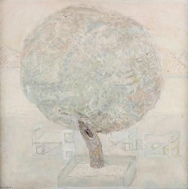 Pierre LESIEUR (1922-2011)
Paysage à l'arbre Huile sur toile. Signée en bas à gauche. 50 x 50 cm 