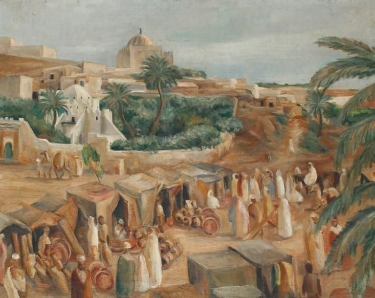 Maurice MOURLOT (1906-1983)
Village d'Afrique du Nord Huile sur toile. Non signée. 74 x 92 cm Provenance : Collection Jacques et Liliane Mourlot. 