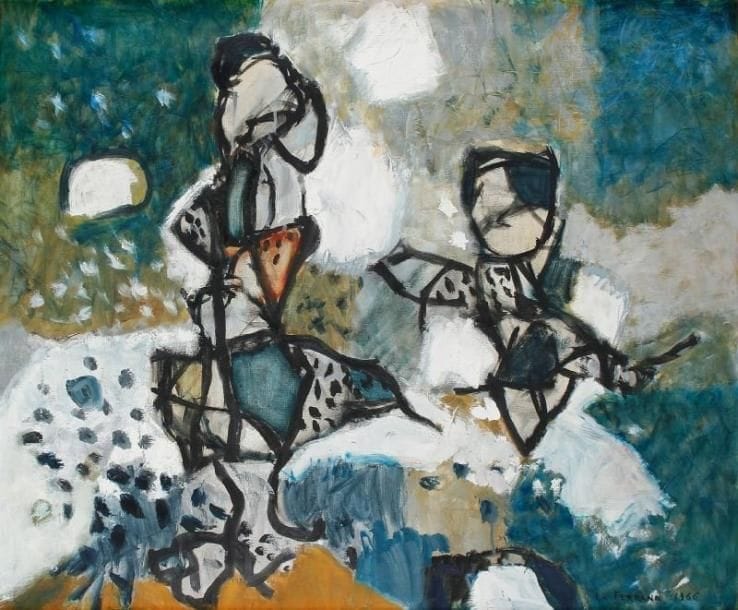 Louis FERRAND (1905-1992)
Personnages, 1966 Huile sur toile. Signée et datée en bas à droite. Signée au dos. 58 x 73 cm 