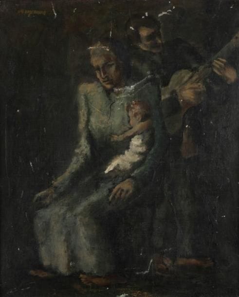 Pierre CREIXAMS (1893-1965)
Etude pour "la maman de la rue" Huile sur toile. Signée en haut à gauche. Titrée au dos. Accidents. 45 x 37 cm Provenance : Collection Jacques et Liliane Mourlot. 