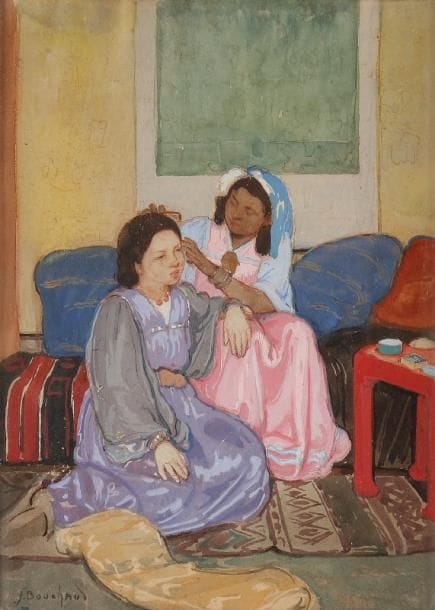 Jean BOUCHAUD (1891-1977)
Alger, femmes arabes Gouache. Signée en bas à gauche. 32 x 24 cm 