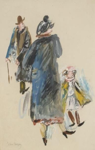 Jean POUGNY Iwan Puni dit (1892-1956)
Personnages dans la rue Gouache, signée en bas à gauche 46 x 30 cm Provenance :Ancienne collection Jules Cavaillès