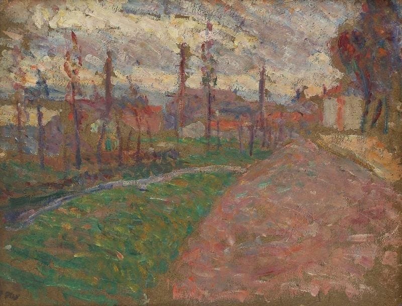 Jean PUY (1876 - 1960)
Paysage aux peupliers Huile sur carton, marouflé sur panneau, signée en bas à gauche ( griffures en haut & en bas à droite) 26,5 x 35 cm Provenance :Ancienne collection Jules Cavaillès