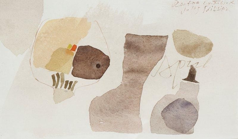Julius BISSIER (1893-1965)
Rondino, 1961 Aquarelle. Signée et datée 24/10/61 en haut à droite. 13.50 x 23 cm 