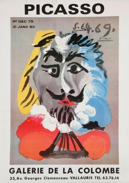 D'après Pablo PICASSO (1881-1973)
Galerie de la Colombe 1er décembre 1979 - 31 janvier 1980. Affiche. Déchirure en haut. 70 x 50 cm. 