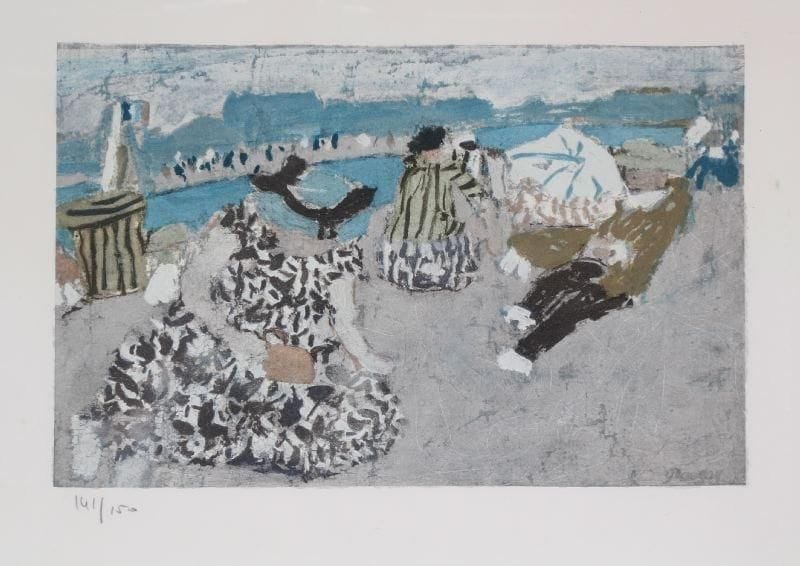 Jean Puni dit POUGNY (1892 - 1956)
La Plage, 1968. Lithographie. Signée en bas à droite. Un certificat établi par Xénia Pougny sera délivré à l'acquéreur. 48.50 x 64.50 cm. 