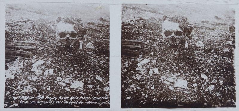 Première Guerre Mondiale. 1914-1918. Verdun, 1916. Epreuve argentique stéréoscopique d'époque. 7,5 x 15 cm. 