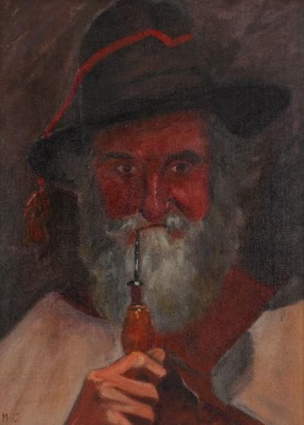 ANONYME
Vieil homme à la pipe. Huile sur toile. Monogrammée MC en bas à gauche. 44 x 33 cm. 