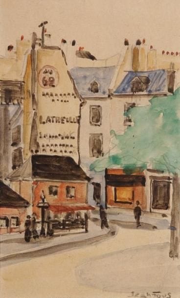 Jean FOUS (1901-1971)
Latreille. Aquarelle et crayon. Signé en bas à droite. (Court pli cassé en bas à droite, encadré). 18,5 x 11 cm. 