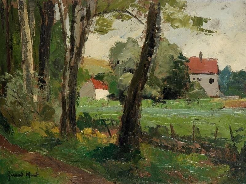 Girard Edmond-Emile dit GIRARD-MOND (1892-?)
Vaumoise. Huile sur carton. Signée en bas à droite et titrée au dos. 24 x 33 cm. 
