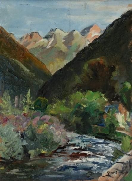 Girard Edmond-Emile dit GIRARD-MOND (1892-?)
La Pique à Luchon. Huile sur carton. Signée en bas à droite et titrée au dos. 33 x 24 cm. 