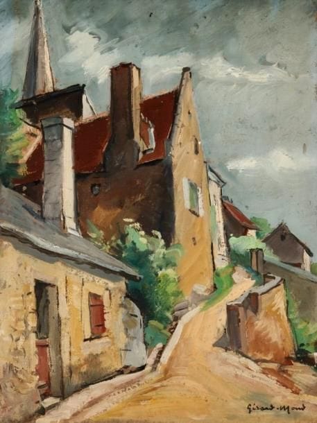 Girard Edmond-Emile dit GIRARD-MOND (1892-?)
Rue à Thoré. Huile sur carton. Signée en bas à droite et titrée au dos. 33 x 24 cm. 