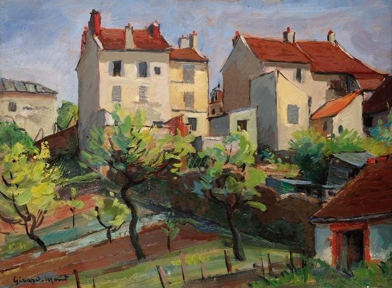 Girard Edmond-Emile dit GIRARD-MOND (1892-?)
Le haut de Bièvres. Huile sur carton. Signée en bas à gauche et titrée au dos. 24 x 33 cm. 
