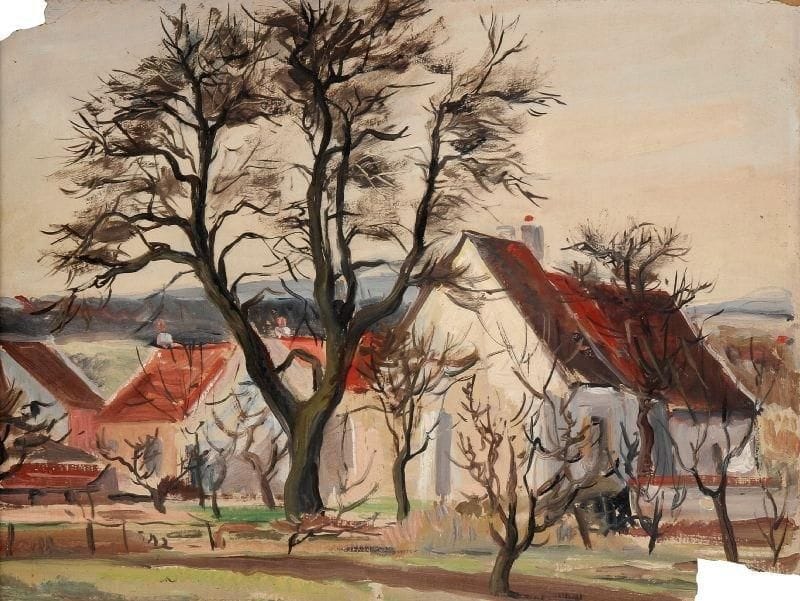 Girard Edmond-Emile dit GIRARD-MOND (1892-?)
Blémur. Huile sur papier. Titrée au dos. 24 x 33 cm. 