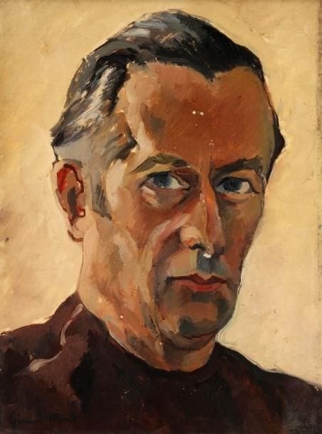 Girard Edmond-Emile dit GIRARD-MOND (1892-?)
Autoportrait. Huile sur carton. Signée en bas à gauche et titrée au dos. 33 x 24,5 cm. 