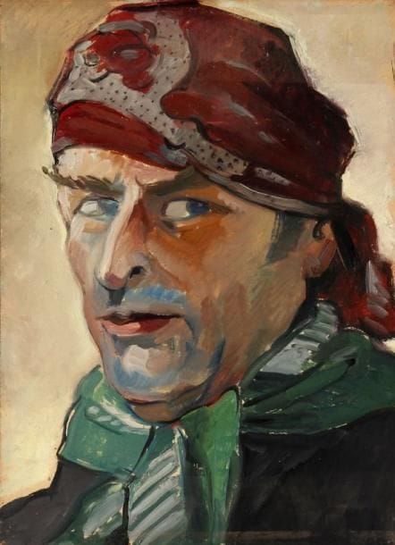 Girard Edmond-Emile dit GIRARD-MOND (1892-?)
L'homme au foulard vert. Huile sur carton. Titrée au dos. 33 x 24 cm. 