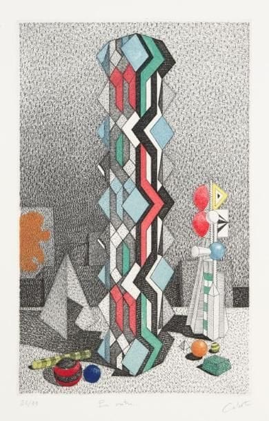 Roland CABOT (né en 1929)
En outre, 1985. Eau forte en couleur. Signée en bas à droite, titrée au milieu et justifiée 28/99 en bas à gauche. 38.50 x 24.50 cm. 