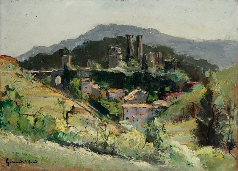 Girard Edmond-Emile dit GIRARD-MOND (1892-?)
Château de Boulogne (Ardèche). Huile sur carton. Signée en bas à gauche et titrée au dos. 24 x 33 cm. 