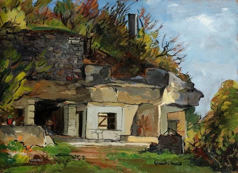 Girard Edmond-Emile dit GIRARD-MOND (1892-?)
La ceve au père Geroges, trou du suspendu ?. Huile sur carton. Signée en bas à droite et titrée au dos. 24 x 33 cm. 