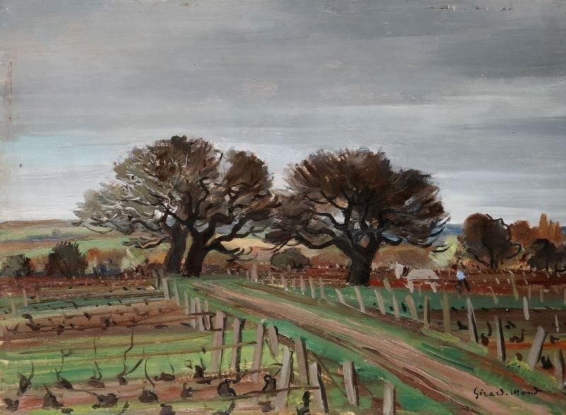 Girard Edmond-Emile dit GIRARD-MOND (1892-?)
Provence. Huile sur carton. Signée en bas à droite et titrée au dos. 24 x 33 cm. 