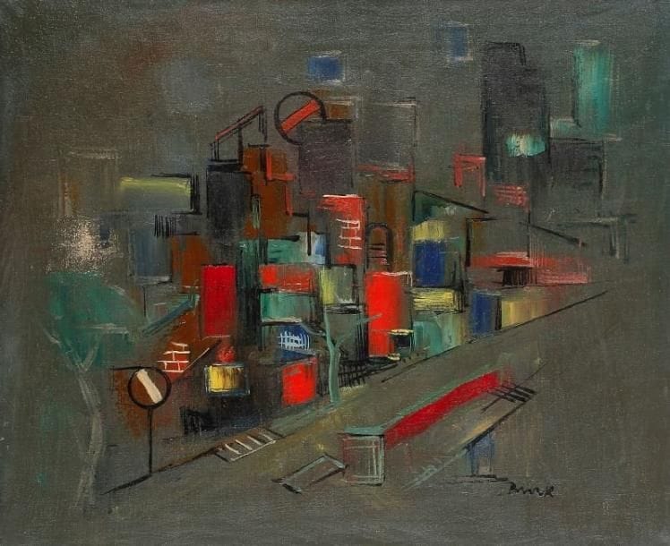Meriam Sonia JSIKLI ?
Signes du zodiaque, 1995. Huile sur toile. Signée et datée en bas à droite. (Sans cadre). 116 x 89 cm. 