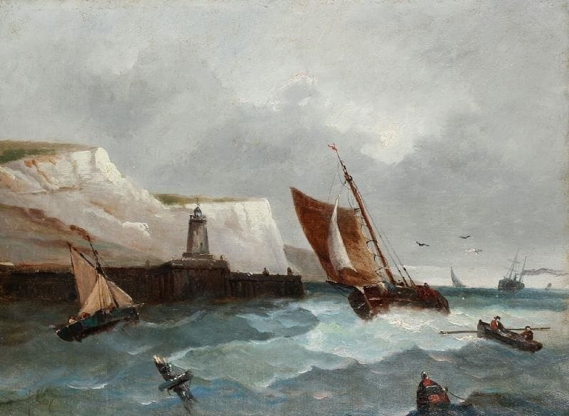 A. LEVY
Marine, embarcation près de la falaise. Huile sur toile. Signée en bas à gauche. (Restauration). 36 x 48 cm. 