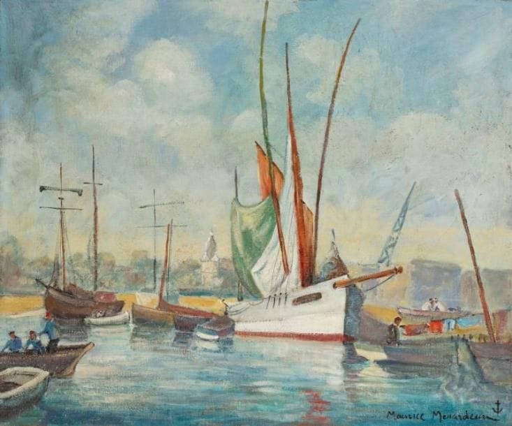 Maurice MENARDEAU (dans le goût de)
Voiliers au port. Huile sur toile. Porte une signature ne bas à droite. 46 x 55 cm. 