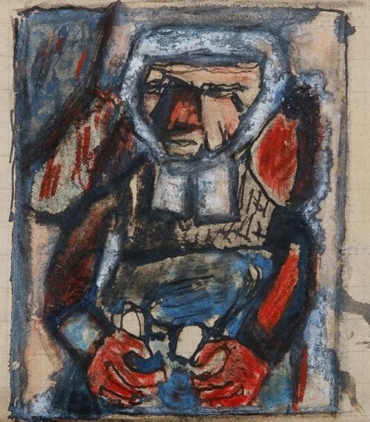 Simon SEGAL (1898-1969)
Vieille bretonne - Chalutier breton - Deux bigoudennes - Tête de femme, 1966. Gouache, crayons de couleurs, crayon ou stylo bille. Le second signé en bas à droite. Le quatrième en illustration d'une lettre autographe signée. (Accidents, plis). 10.5 x 9.5 cm - 9.5 x 13.5 cm - 9.5 x 10 cm - 13.5 x 10.5 cm. 