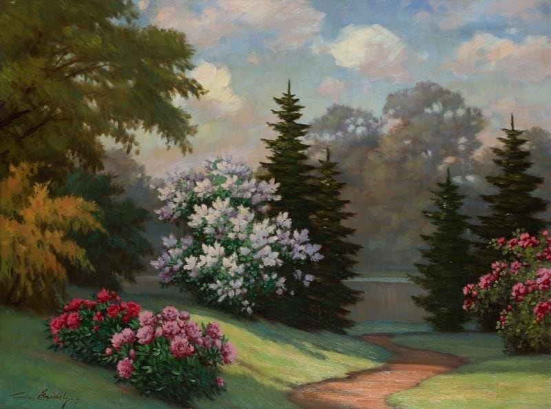 Foudai SZEKELY ?
Parc fleuri. Huile sur toile. Signée en bas à gauche. (Sans cadre). 60 x 80 cm. 