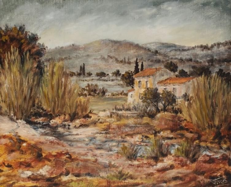 Félix TISOT (1909-1979)
Le ru des canniers. Huile sur toile. Signée en bas à droite et titrée au dos. 54,5 x 66 cm. 