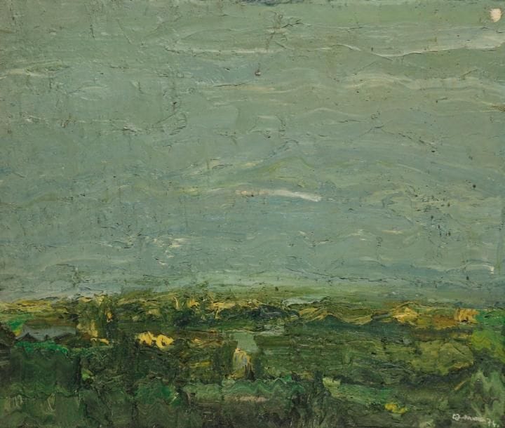CLAUDE JOUHANNEAU (1931-2011)
Paysage, 1974 Huile sur toile Signée et datée en bas à droite 46 x 55 cm