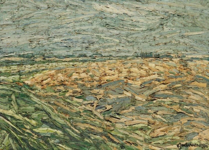 CLAUDE JOUHANNEAU (1931-2011)
Paysage, 1980 Huile sur toile Signée et datée en bas à droite. Signée au dos. 33 x 46 cm