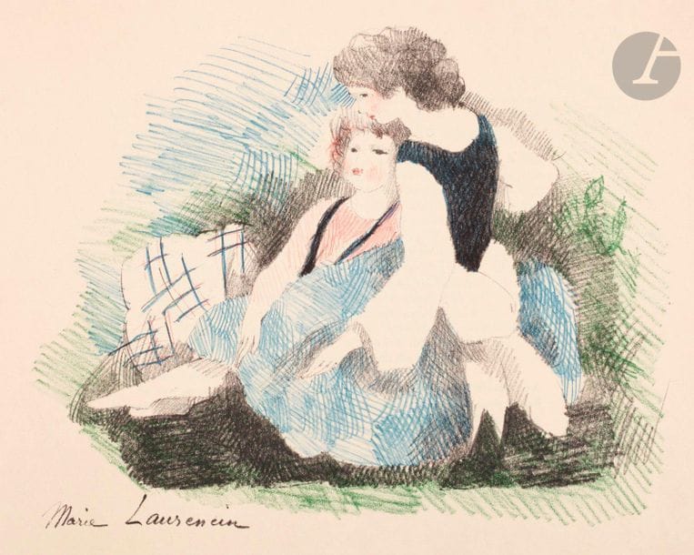 Marie Laurencin (1883-1956) 

Carroll (Lewis). Alice in Wonderland. Paris, The Black Sun Press, 1930. Un vol. in-4 oblong, 295 x 245, broché, couverture crème imprimée, chemise cartonnée rose et étui (légèrement frotté). Texte anglais. Contenant 6 lithographies en couleurs de M. Laurencin (Marchesseau 158 à 163). L’un des 50 exemplaires sur simili-japon, très frais, numéroté. Edition européenne à 370 ex. (outre 420 pour les USA). ?