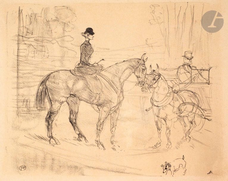 Henri de Toulouse-Lautrec (1864-1901) 

Amazone et tonneau. 1899. Lithographie. 295 x 237. Wittrock 301. Belle épreuve sur vélin ivoire, l’indentation de la pierre très perceptible en tête et au verso. Léger empoussiérage du feuillet. Toutes marges [425 x 315]. Rare. Tirage à 20 épreuves.