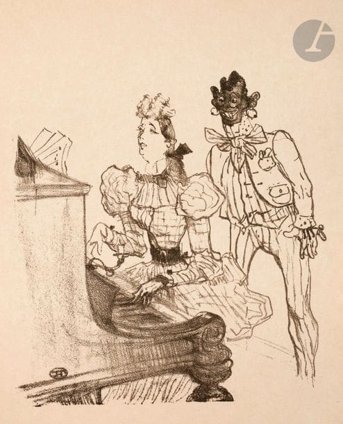 Henri de Toulouse-Lautrec (1864-1901) 

Zamboula Polka. 1900. Lithographie. 210 x 221. Wittrock 333. Impression en noir bistré. Très belle et fraîche épreuve sur simili-japon [248 x 325], du second tirage effectué après 1901, sans le texte. Petites rousseurs en pied. Toutes marges. Ex-coll. H.-M. Petiet (Lugt 5031).