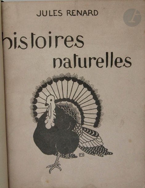 RENARD (Jules).
Histoires naturelles.
Paris : Ernest Flammarion, [1896]. — In-18, demi-maroquin vert sombre, dos à nerfs, tête dorée, non rogné, couverture et dos conservés (L. Bernard).
Édition originale, illustrée de 2 compositions de Félix Vallotton, gravées sur bois sur la couverture.
Exemplaire du tirage courant, bien relié par L. Bernard.
Quelques salissures à la couverture. Petit manque angulaire sans gravité au feuillet de faux-titre.
Provenance : J. Berthon, avec ex-libris.