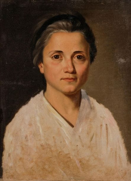 École FRANÇAISE vers 1800
Portrait de femme au ruban noir
Esquisse sur papier marouflé sur toile.
47 x 35 cm