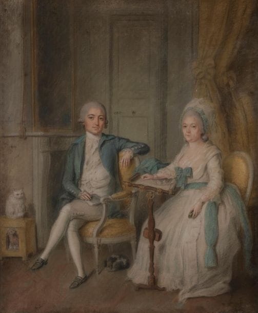 École FRANÇAISE du XVIIIe siècle 
Portrait de famille
Pastel.
60,5 x 50,5 cm