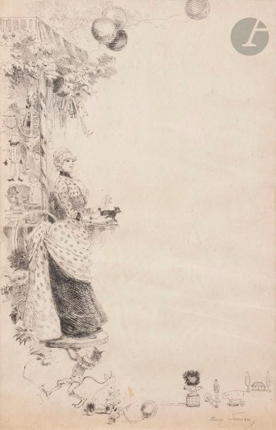 François-Clément Sommier, dit Henry SOMM (1844-1907)
Femme au chat
Encre.
Signée en bas à droite.
(Petits plis).
30,5 x 20 cm