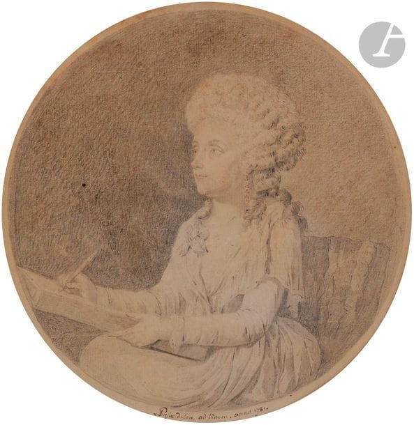 André PUJOS (Toulouse 1738 - Paris 1788
)La Jeune
dessinatriceBlack and blood
pencil.

Signed and dated at the bottom " Pujos delin. ad vivum. anno 1781 ".
(Slightly insulated, small folds and small spots).
Diameter: 22 cm





